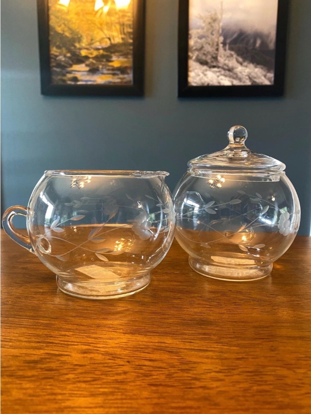 Princess House Heritage Crystal Creamer & Sugar Bowl Set Vintage